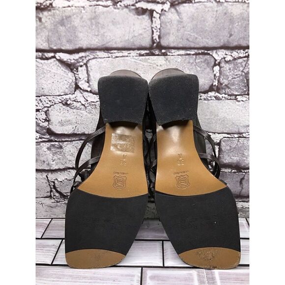 Taryn Rose Brown Leather Stone Slides Strap Heel Sandals Women Sz 38EU/7.5M US - Picture 15 of 16